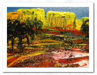 Acryl  /  Spachtelmasse  /  Sand  /  Pastellölkreide  /  Tinte  /  Schleiftechnik