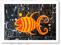 Acryl  /  Diverse Stempel mit Linoldruckfarbe
