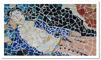 Fliesenbruch  /  Mosaiksteine  /  verklebt und verfugt