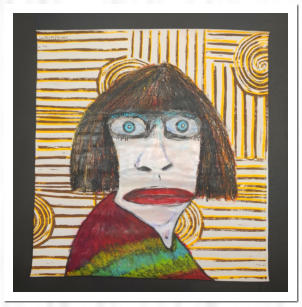Hinten: Linoldruck / Mitte: Acryl / Vorne: Ölkreide