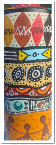 Bemalte Weinflasche  /  Acryl  /  Lacksifte